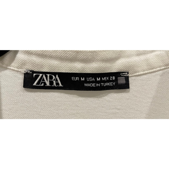 ZARA Antique White 3/4 Sleeve V-Neck Blouse - Picture 2 of 6